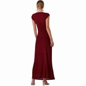 NWOT Women's Deep Red V-Neck Maxi Dress w Side Zipper